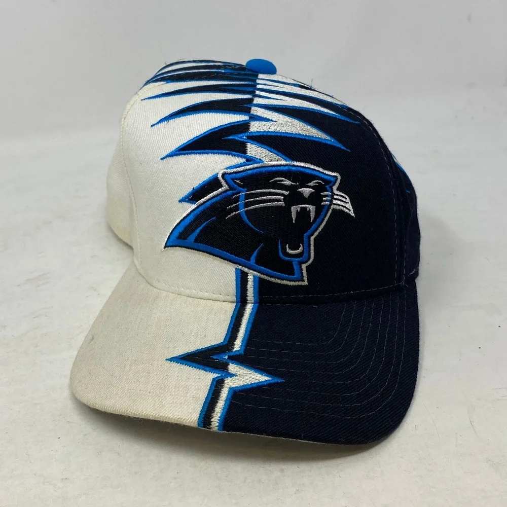 Carolina Panthers Starter Shockwave Vintage NFL Hat Black White Snapback Cap 90s